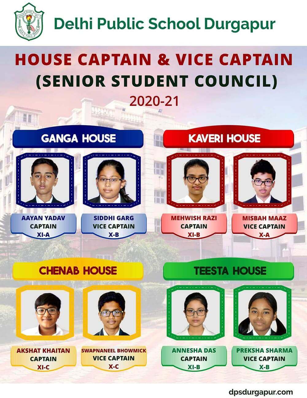 Captains and Vice Captains 2020-21 (Senior School)